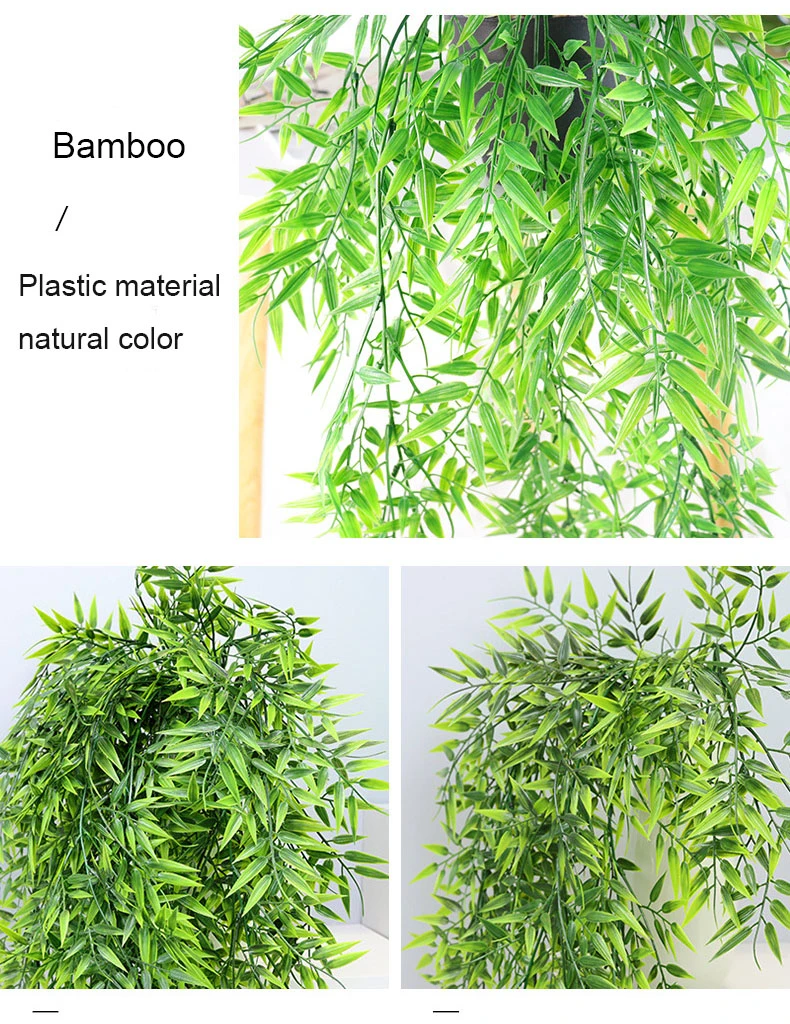 Hanging Plant Bamboo Leaves Rattan Artificial Plants Plastic Leaf Plant for Indoor Decoration