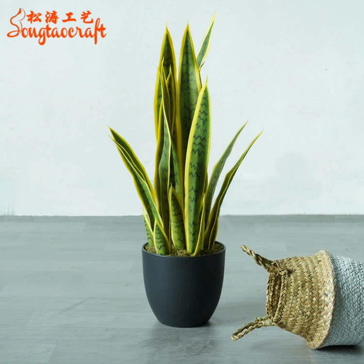 High Quality Hot Sale Yellow Decorative Snake Plant Artificial Sansewieria Bonsai Tree