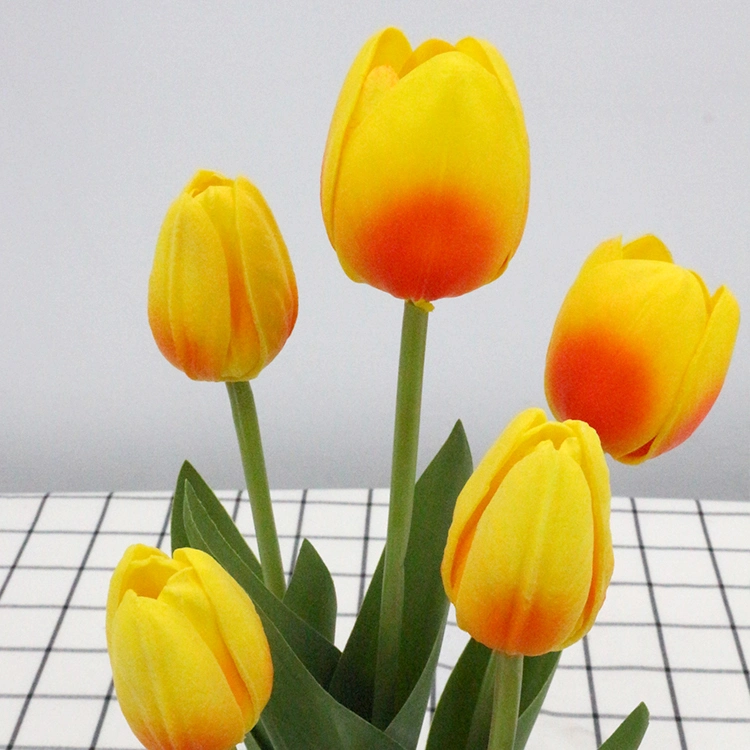 PU Tulip Artificial Real Touch PU Tulip Flower Bonsai for Desktop Office Decoration