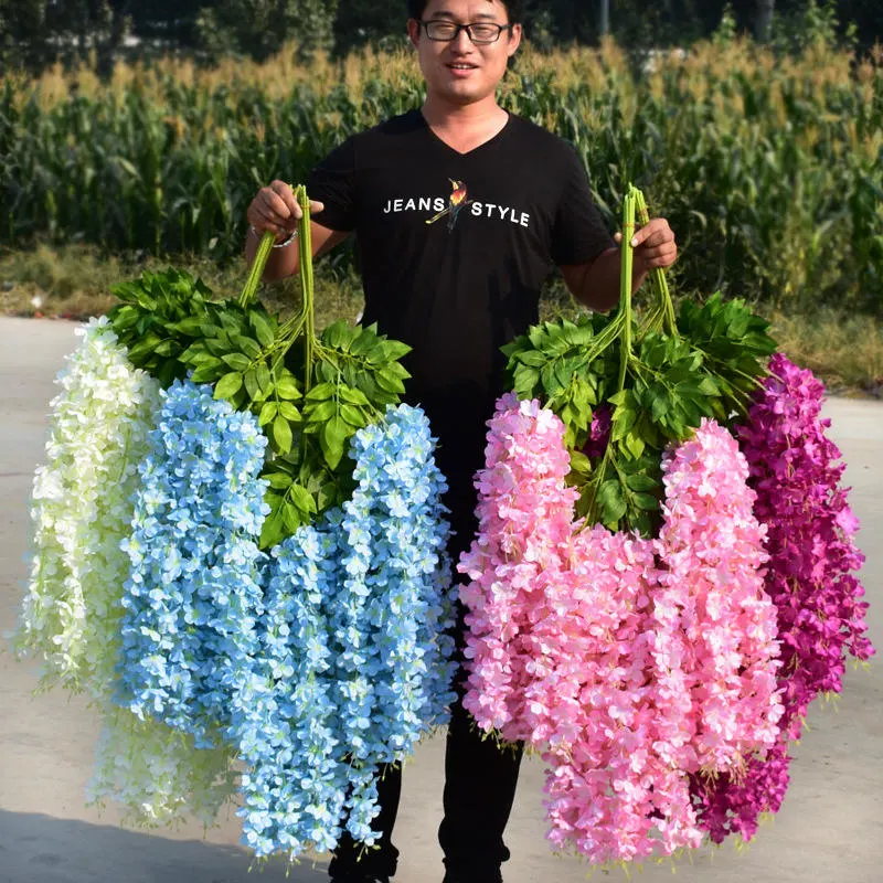 Decorative Flower Plastic Arch Artificial Flowers Wisteria Flower Vine Ceiling Hanging