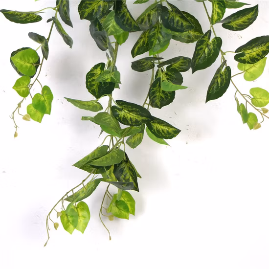 긴 인공 등나무 매달려 인공 식물 녹색 잎